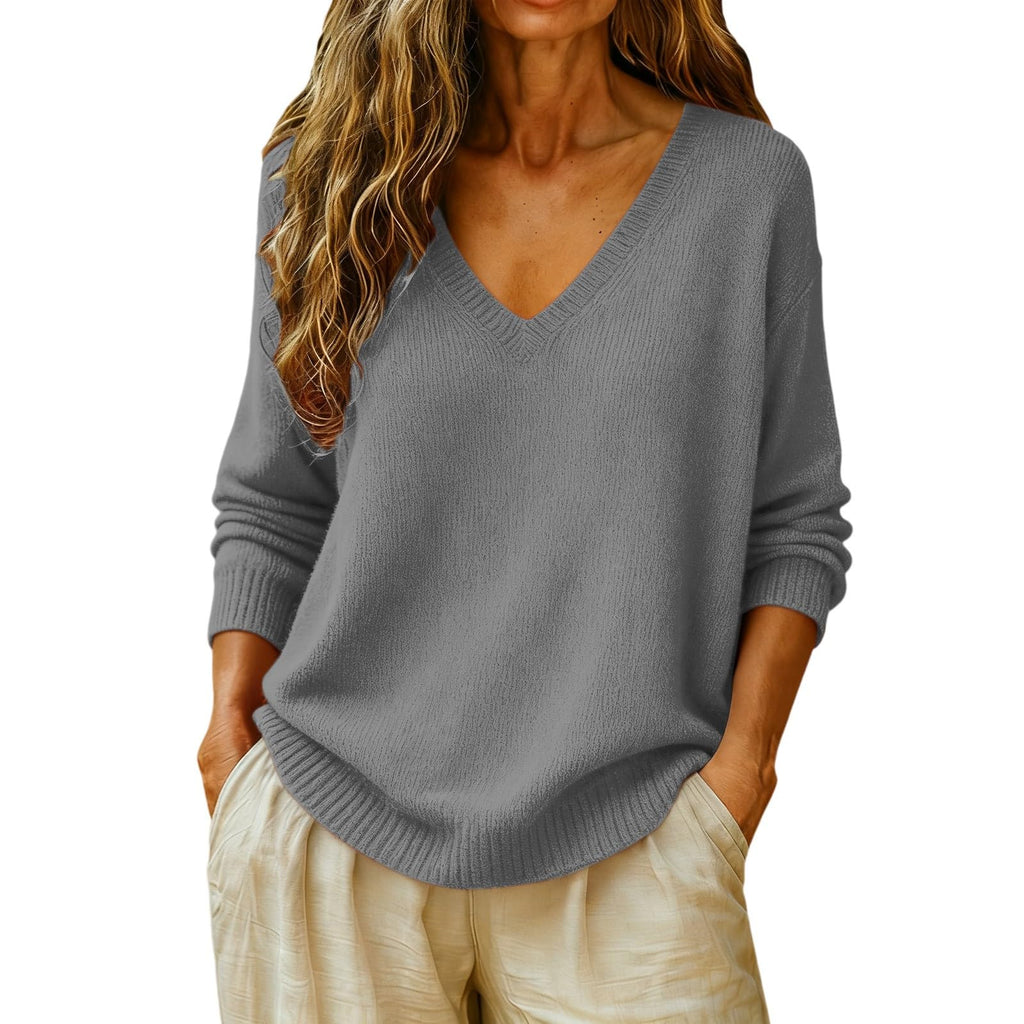 Cashmere Sweaters for Women Long Sleeve V Neck Fall Tops