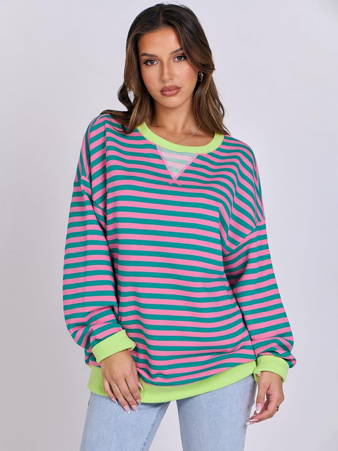 ANRABESS Women’s Striped Oversized Sweatshirts