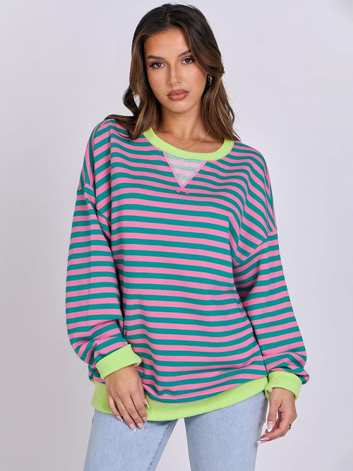 ANRABESS Women’s Striped Oversized Sweatshirts