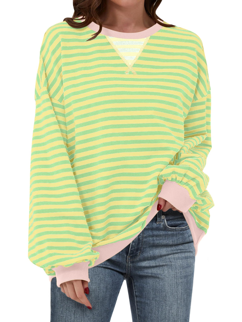ANRABESS Women’s Striped Oversized Sweatshirts