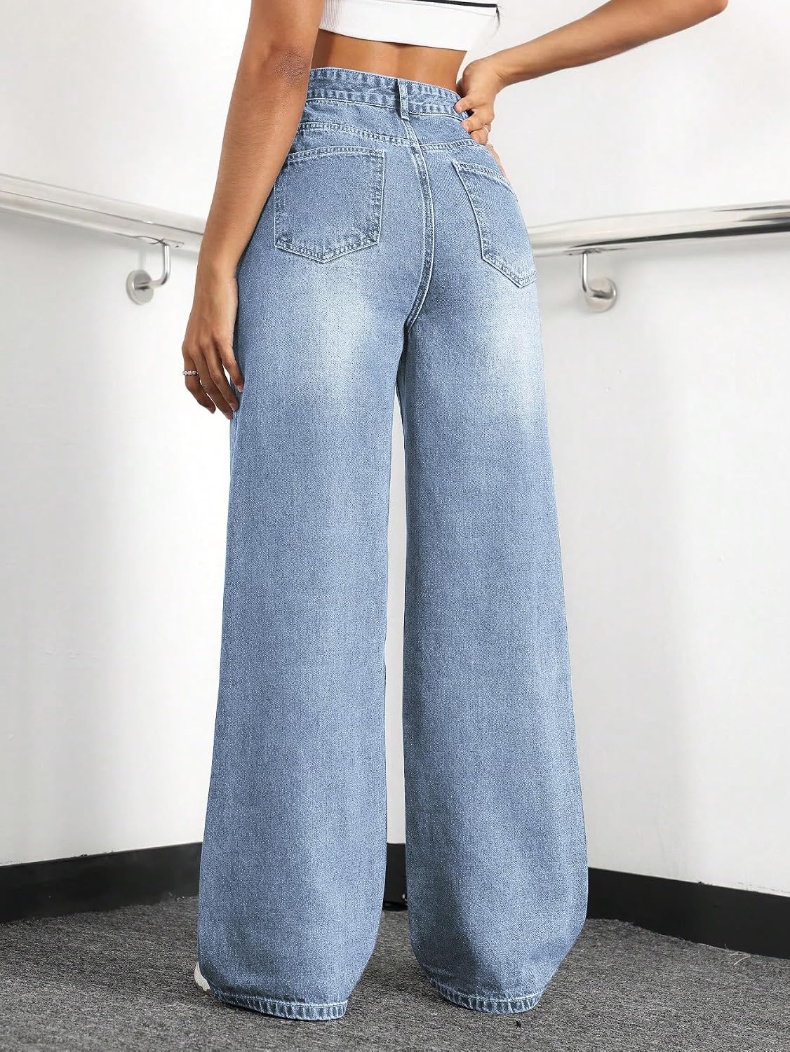 Straight Leg Jeans for Women High Waisted Wide Leg Denim Pants