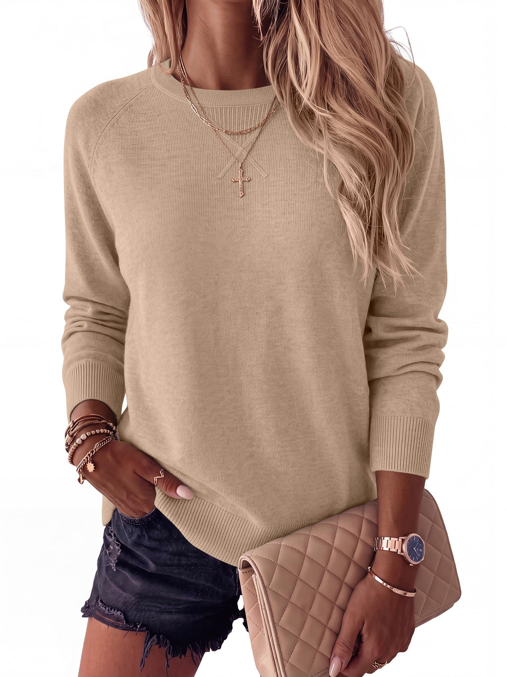ANRABESS Sweater for Women Lightweight Knit Fall Pullover