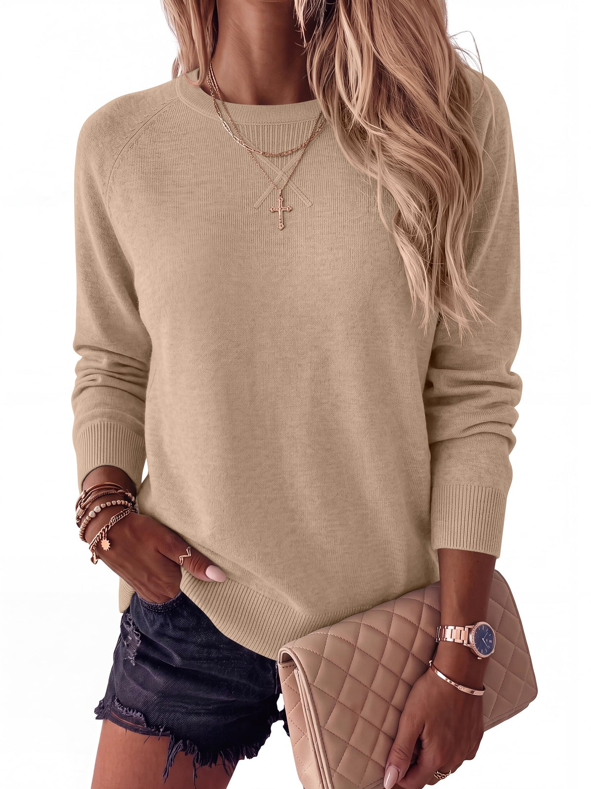 ANRABESS Sweater for Women Lightweight Knit Fall Pullover