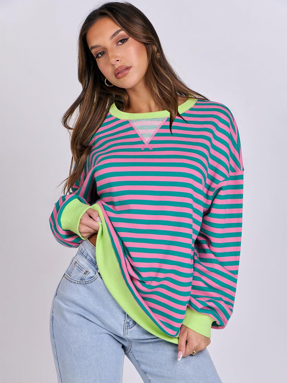 ANRABESS Women’s Striped Oversized Sweatshirts