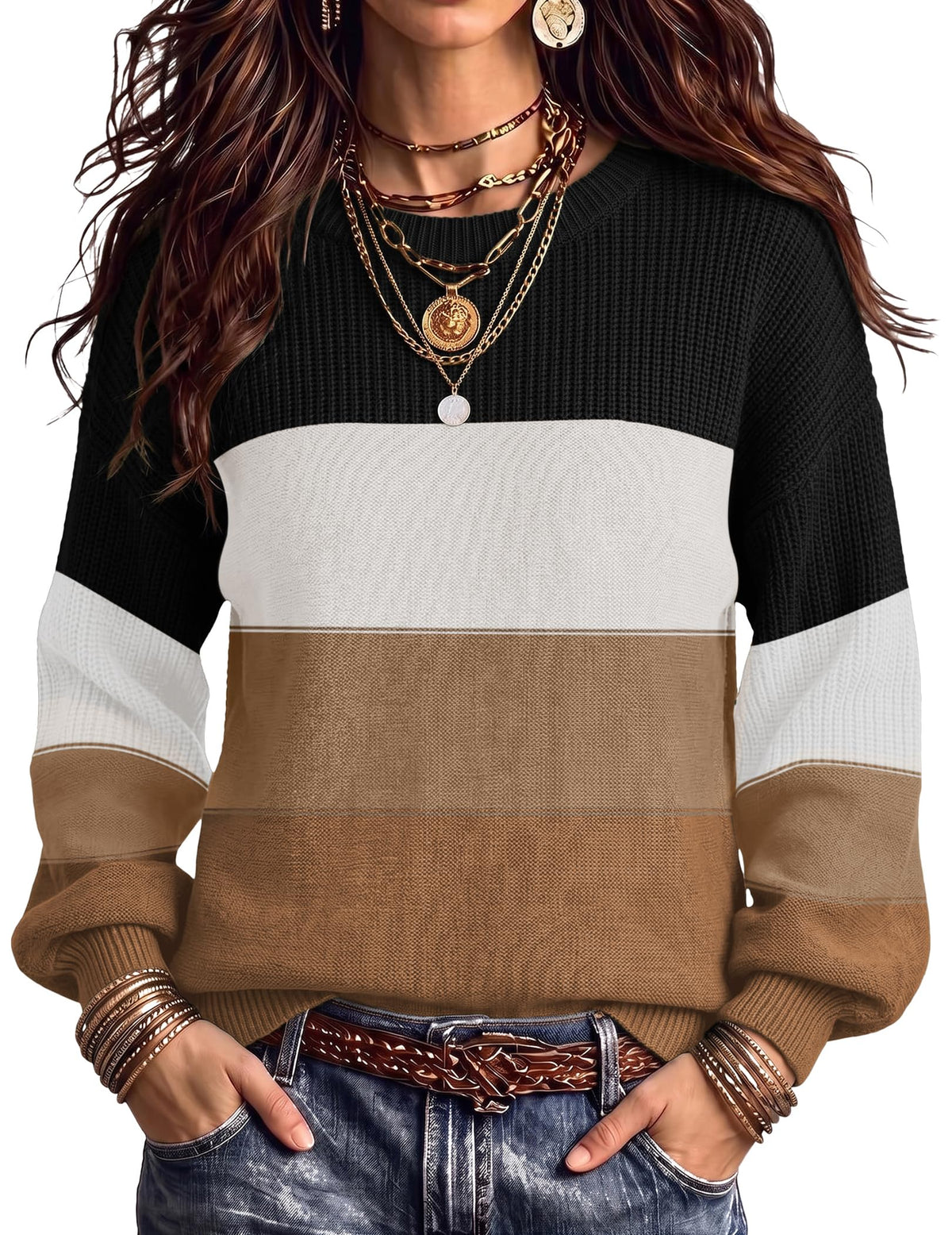 Zeagoo Sweaters for Women Cotton Loose Fit Chunky Knit Casual Fall Outfits