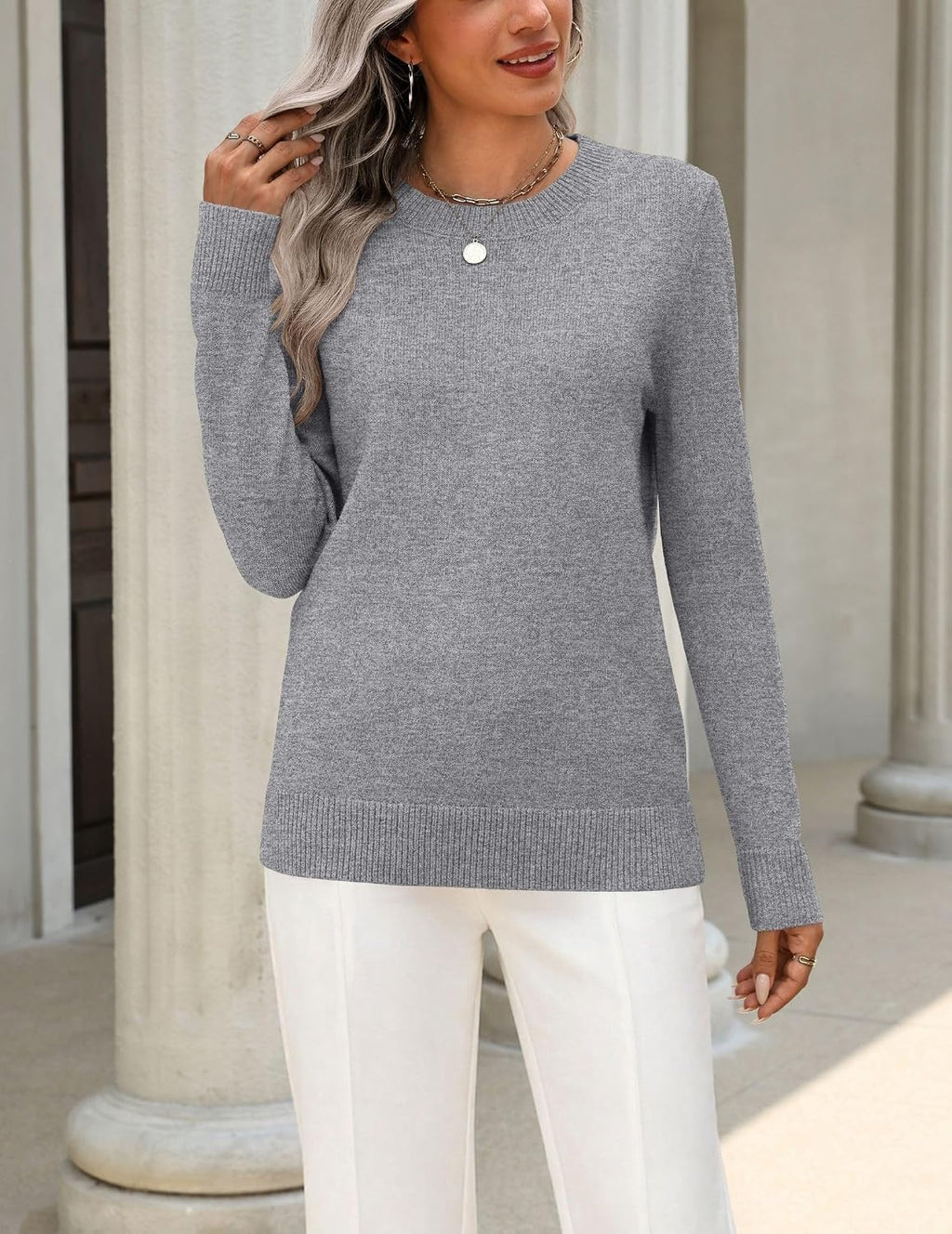 Zeagoo Womens Wool Blend Sweater Crewneck Long Sleeve Tops Fashion Clothing