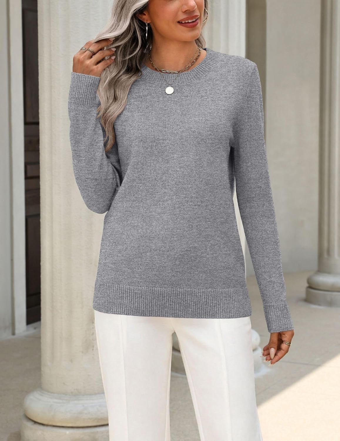 Zeagoo Womens Wool Blend Sweater Crewneck Long Sleeve Tops Fashion Clothing