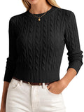 ANRABESS Womens Cable Knit Fall Lightweight Cropped Sweaters