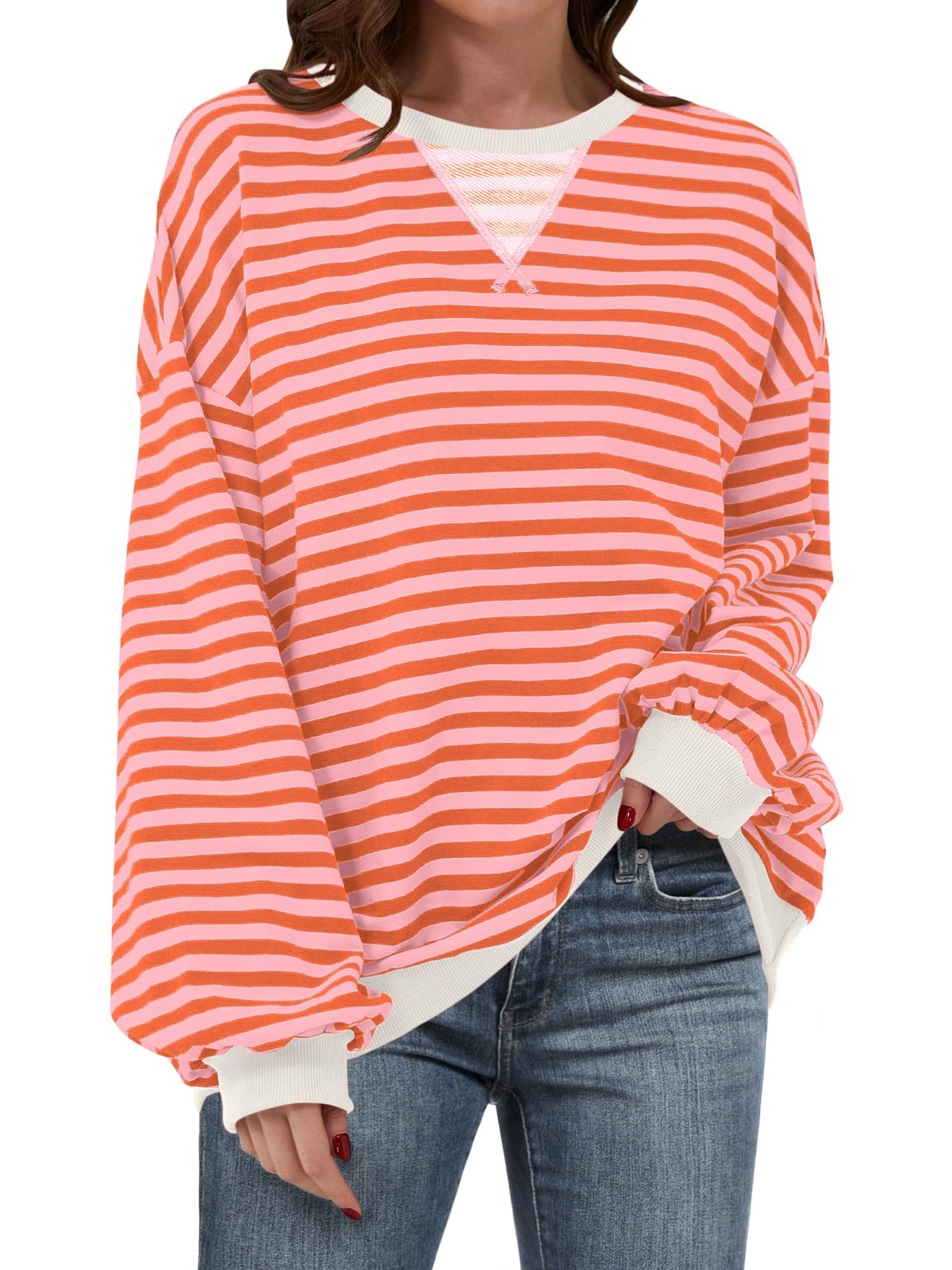 ANRABESS Women’s Striped Oversized Sweatshirts