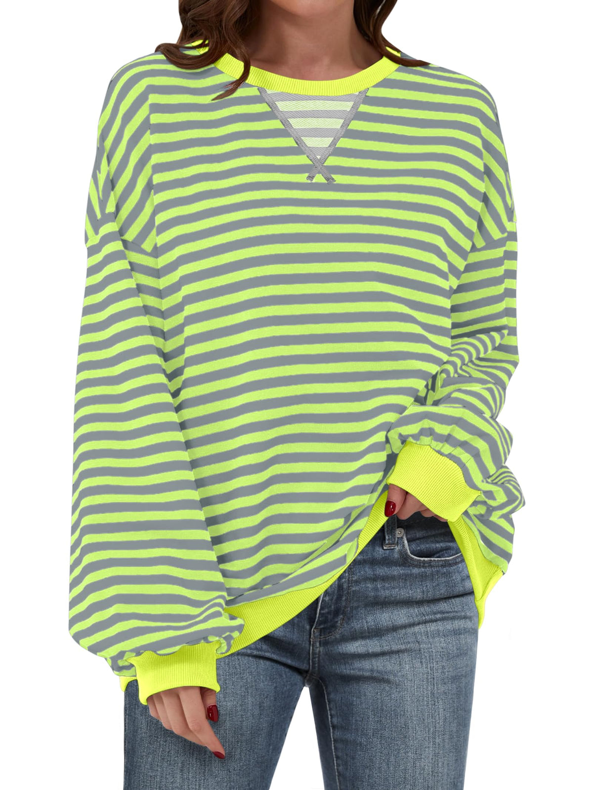 ANRABESS Women’s Striped Oversized Sweatshirts