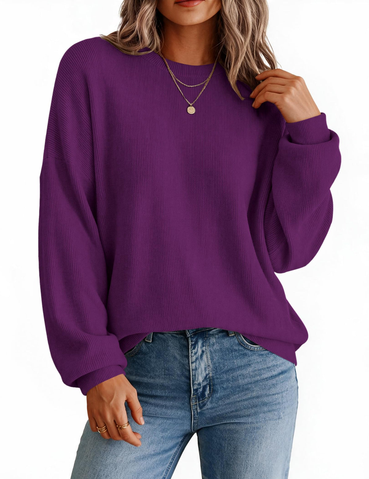 Zeagoo Oversized Sweater for Women 2026 Crewneck Long Sleeve Fall Clothes