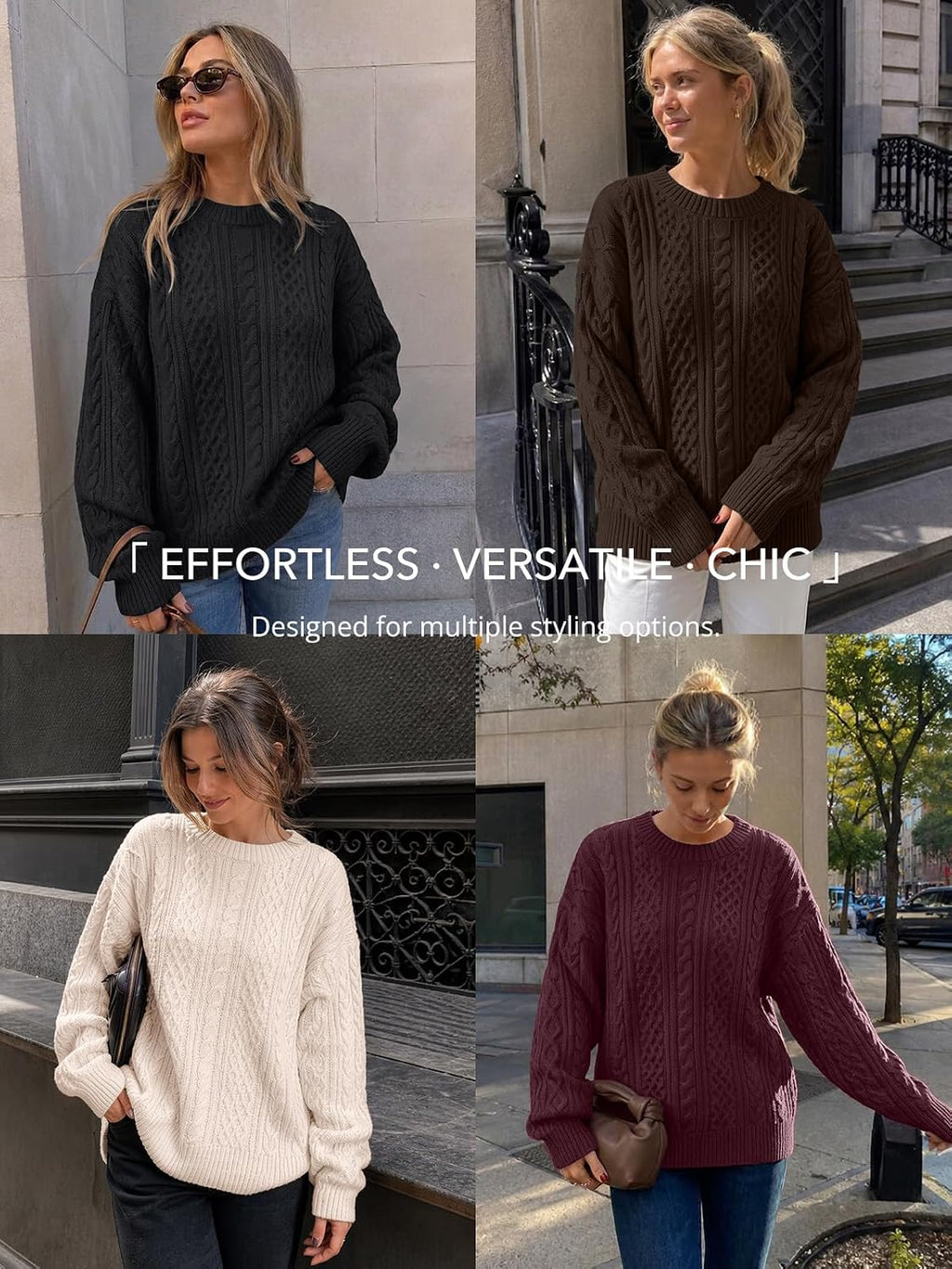 Trendy Queen Womens Oversized Cable Knit Chunky Fall Pullover Sweaters 2026