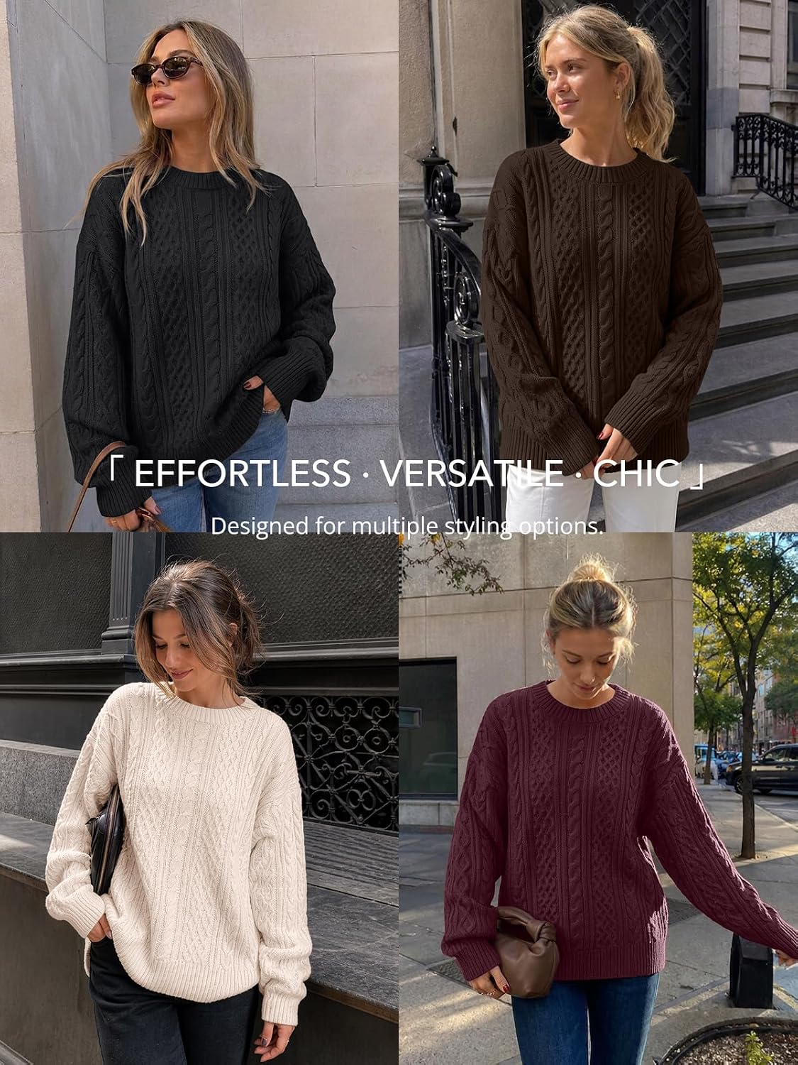 Trendy Queen Womens Oversized Cable Knit Chunky Fall Pullover Sweaters 2026