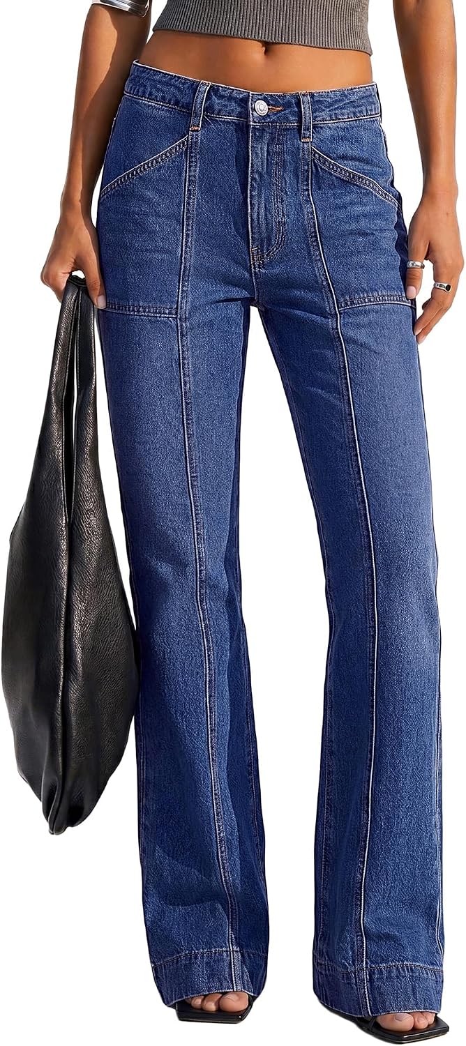 BTFBM Straight Leg Jeans for Women Stretchy Curve Appeal Pants