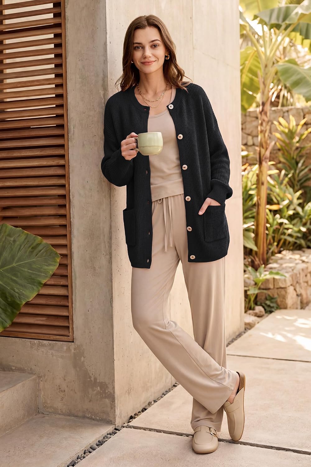 Arach&Cloz Women's Wool Blend Oversized Chunky Knit Fall Work Cardigans