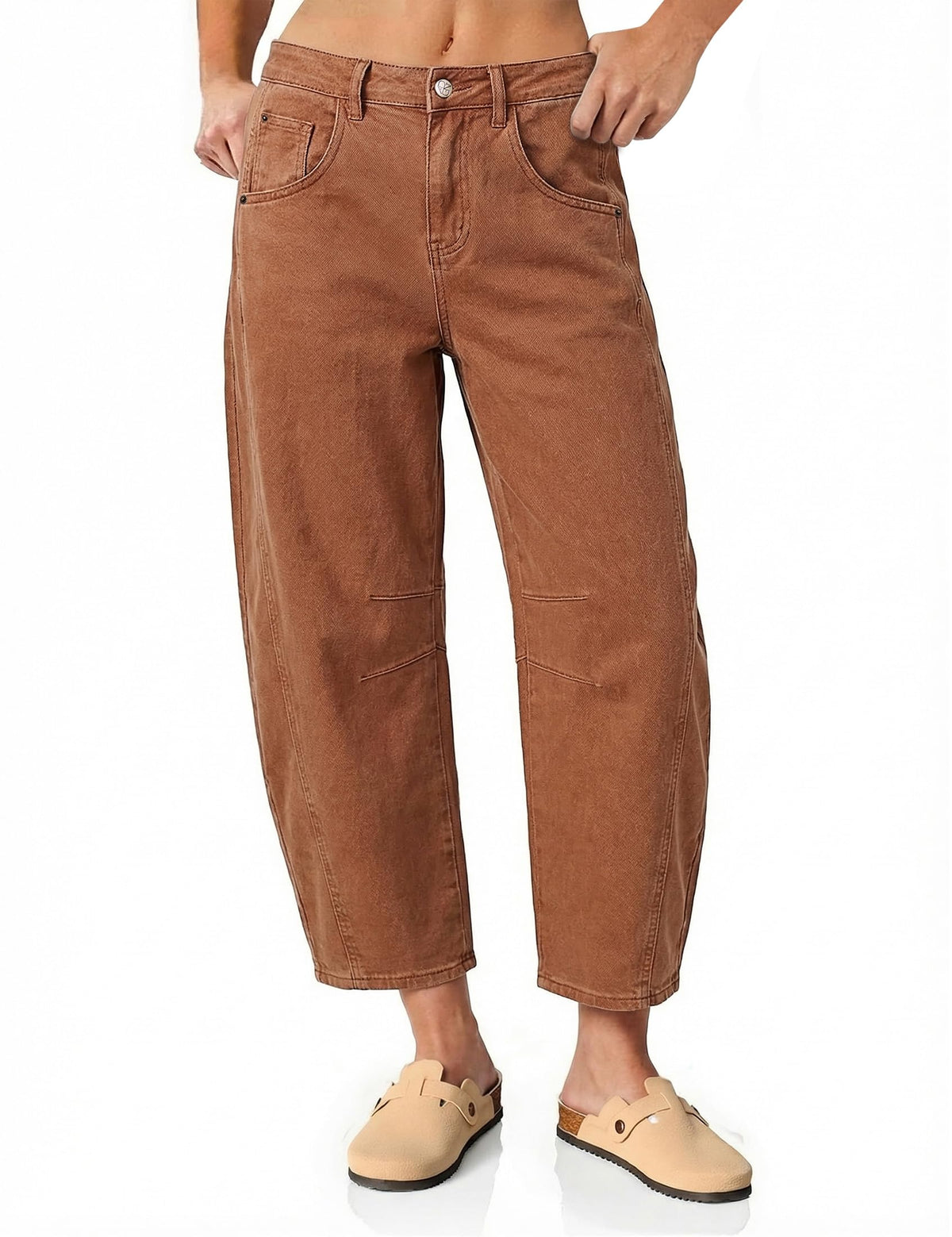 Vetinee Barrel Jeans for Women Trendy High Waisted Cropped Wide Leg Relaxed Fit Balloon Baggy Stretchy Denim Pants