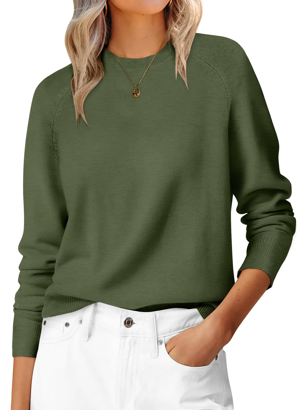 ANRABESS Women's Long Sleeve Crew Neck Fall Lightweight Sweaters Top