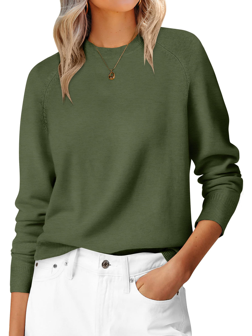 ANRABESS Women's Long Sleeve Crew Neck Fall Lightweight Sweaters Top