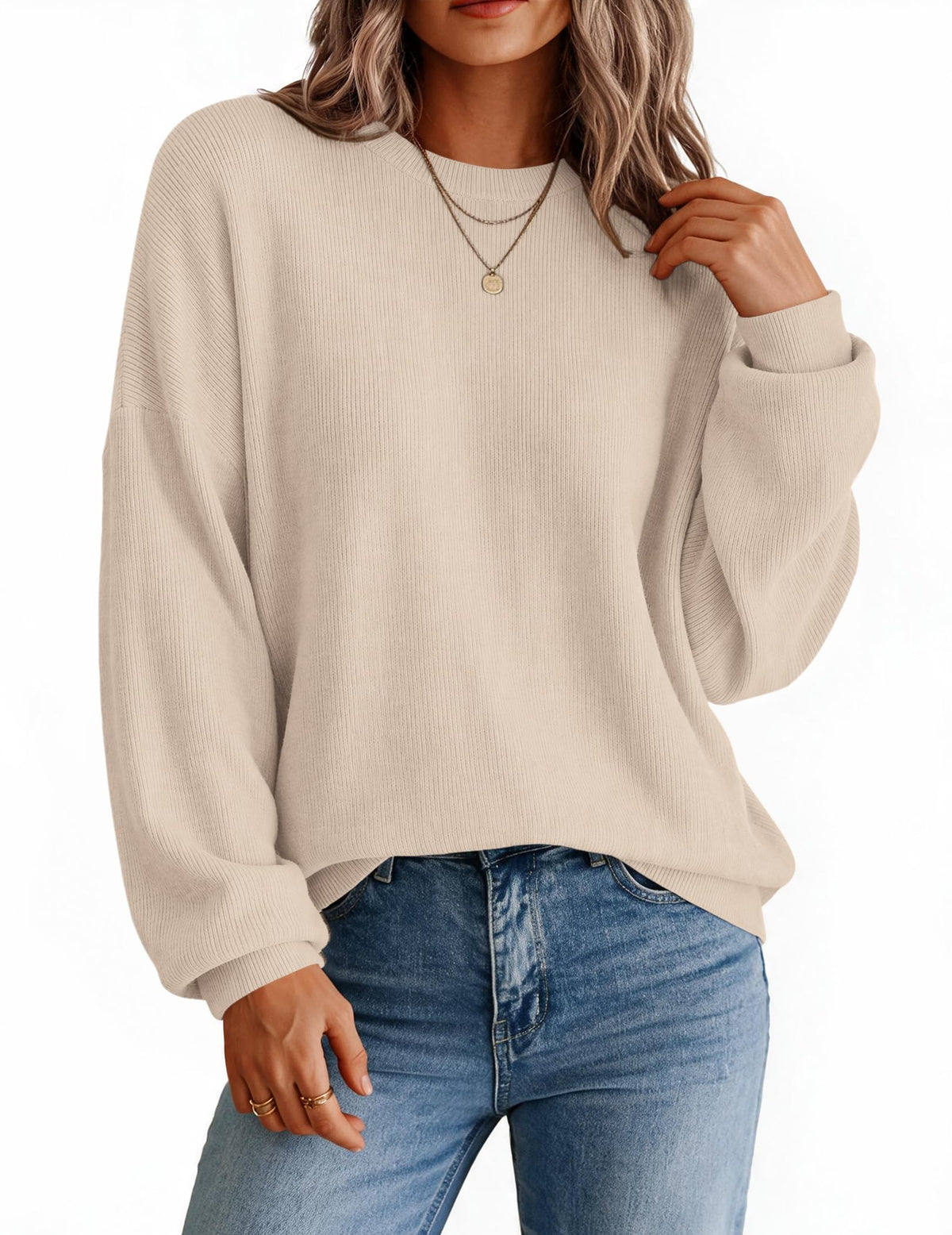 Zeagoo Oversized Sweater for Women 2026 Crewneck Long Sleeve Fall Clothes