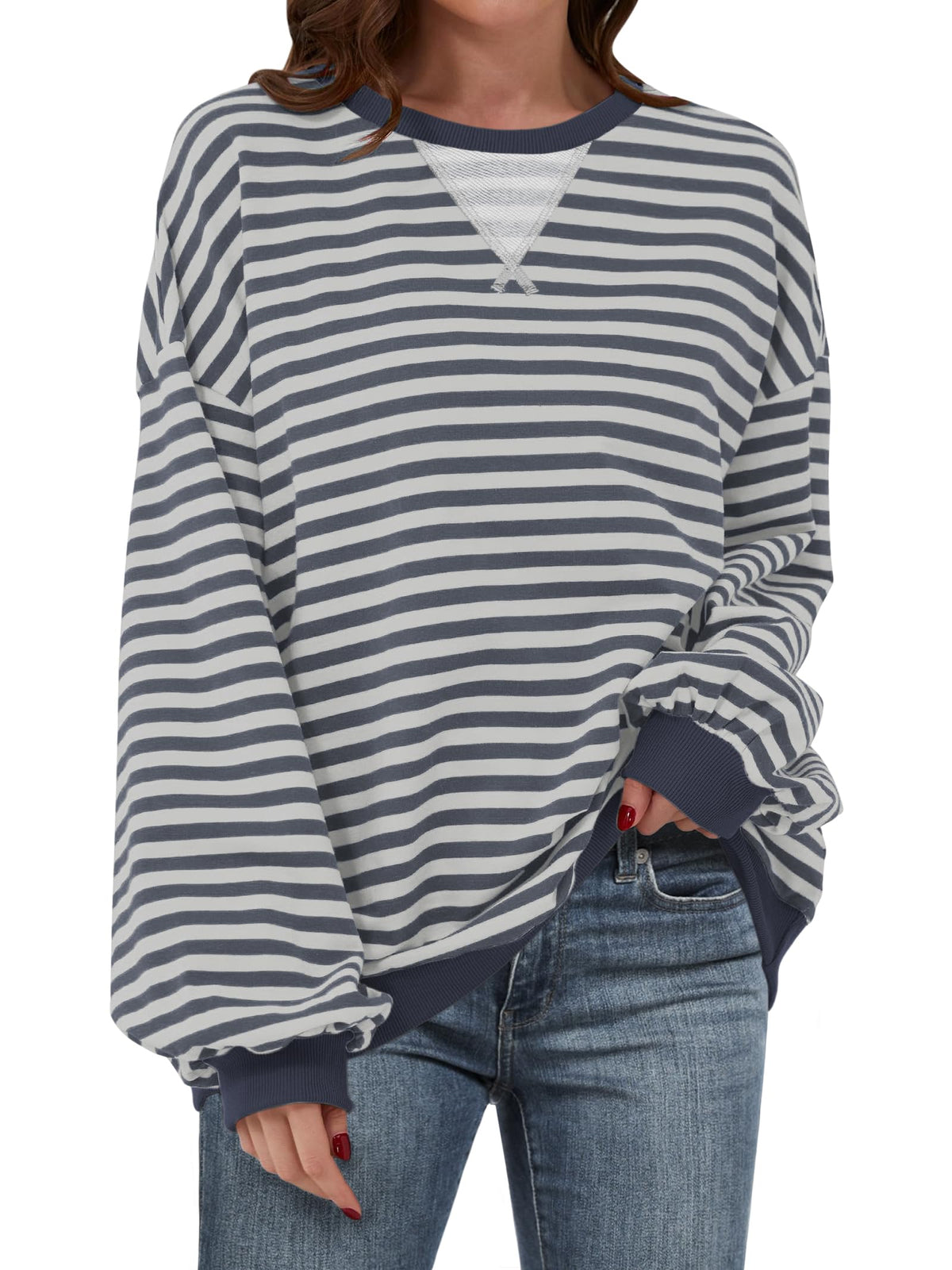 ANRABESS Women’s Striped Oversized Sweatshirts