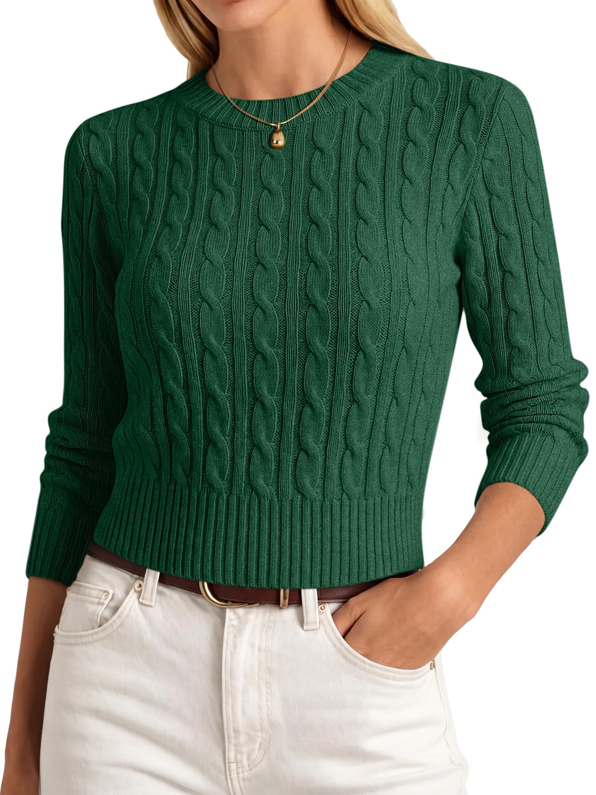 ANRABESS Womens Cable Knit Fall Lightweight Cropped Sweaters