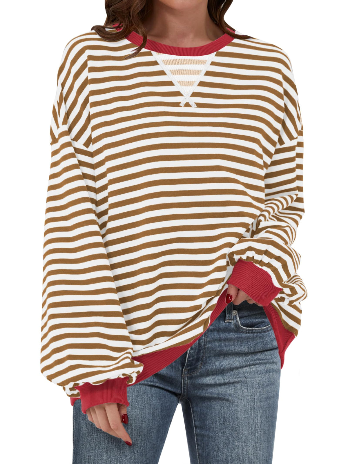 ANRABESS Women’s Striped Oversized Sweatshirts