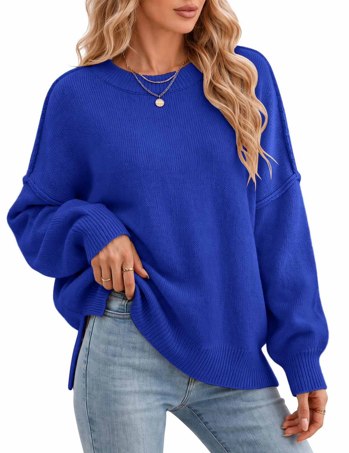 Womens Oversized Batwing Sweater Fall Outfits Trendy Pullover Knit Tops
