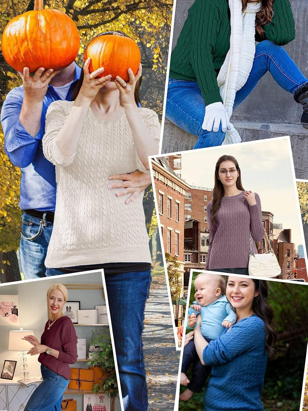 Womens Winter Fall Sweaters 2026 Trendy Cable Knit Long Sleeve Crewneck Tops Casual Outfit Sweater for Women