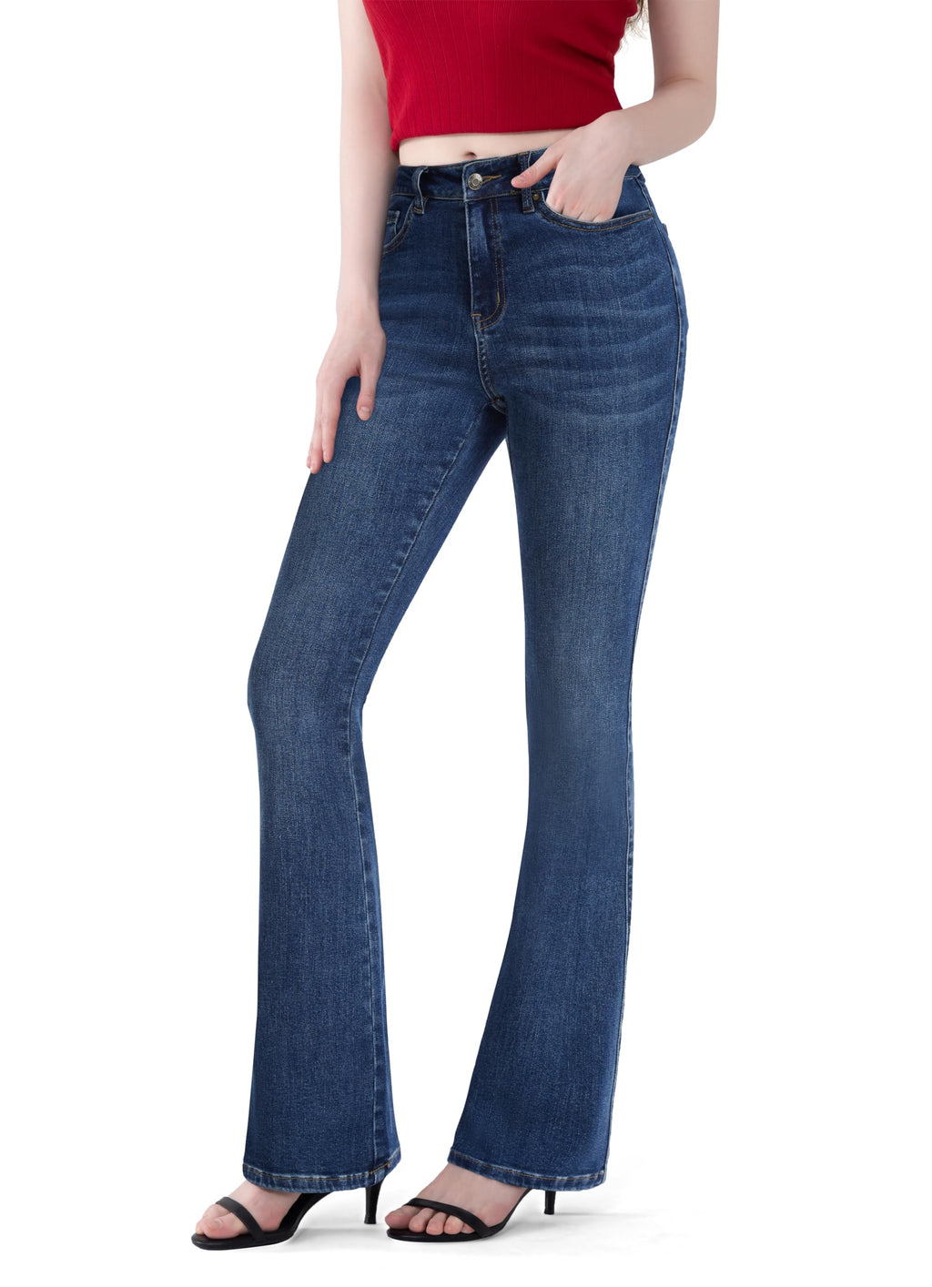 FLYING BANANA Women's Totally Shaping Curvy Stretchy Bootcut Flare Denim Jeans