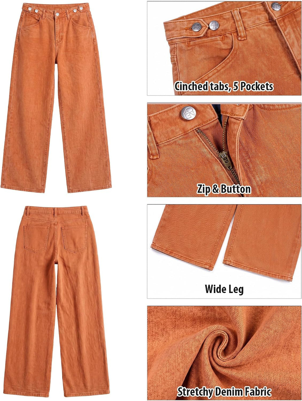 GRAPENT Wide Leg Jeans for Women High Waisted Baggy Stretchy Denim Pants