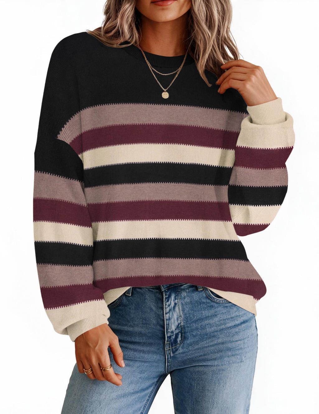 Zeagoo Oversized Sweater for Women 2026 Crewneck Long Sleeve Fall Clothes