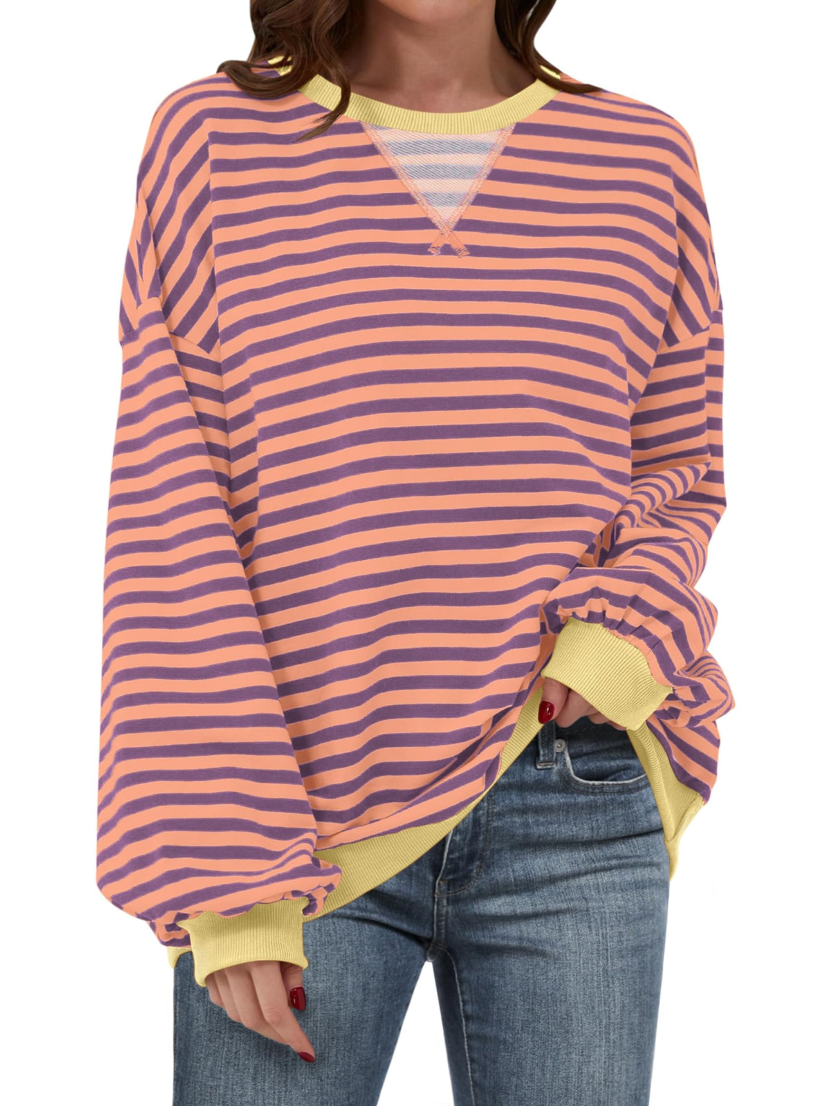 ANRABESS Women’s Striped Oversized Sweatshirts
