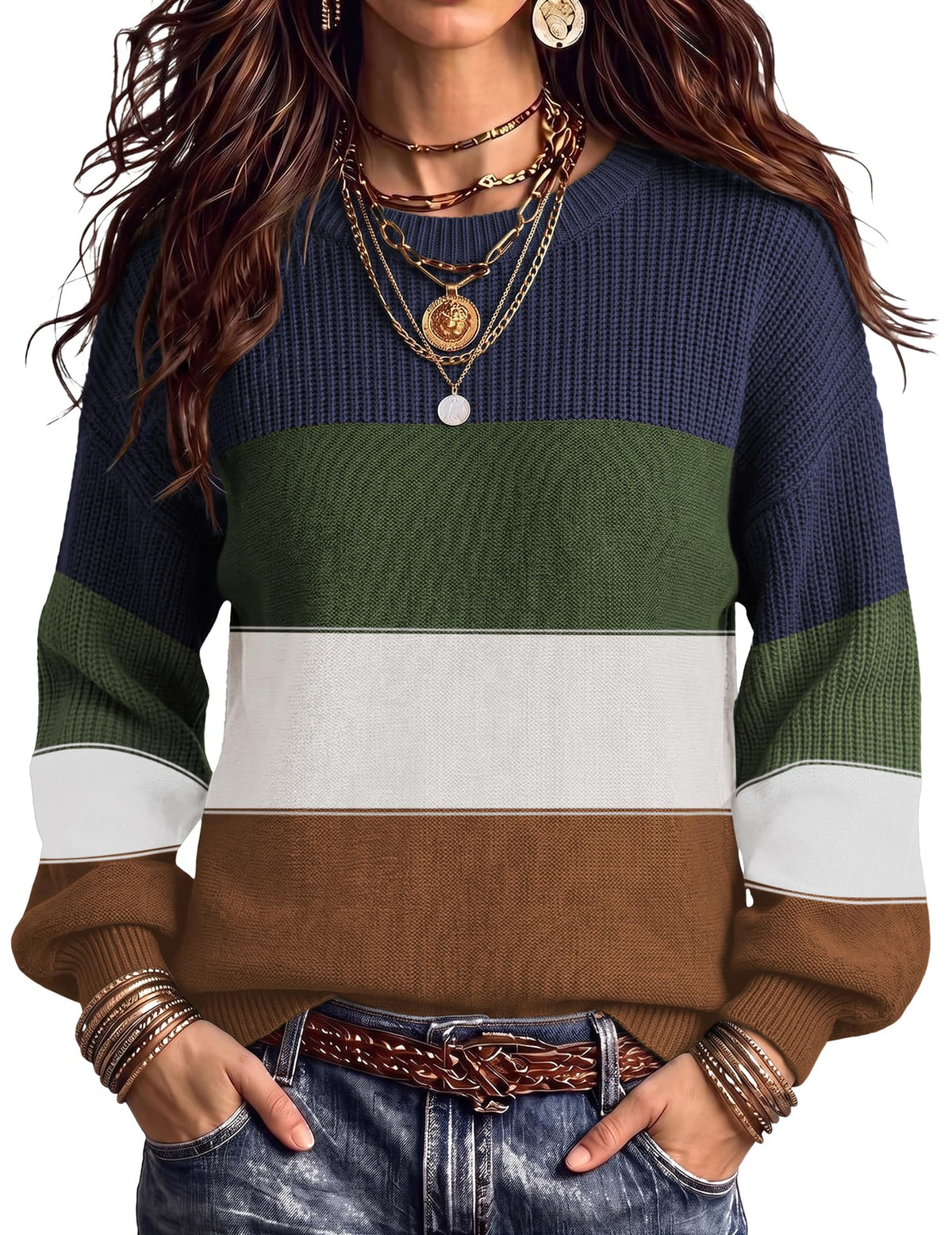 Zeagoo Sweaters for Women Cotton Loose Fit Chunky Knit Casual Fall Outfits
