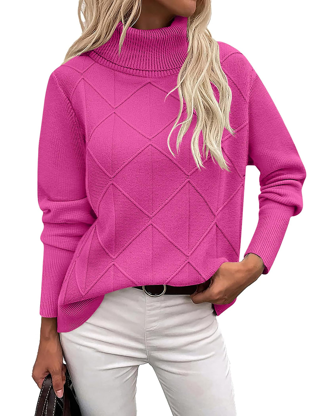 Zeagoo Women's Turtleneck Sweater Fall Winter 2026 Long Sleeve Chunky Knitted Trendy Pullover Tops