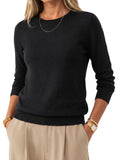 Arach&Cloz Women's 100% Merino Wool Long Sleeve Crew Neck Fall Work Sweater