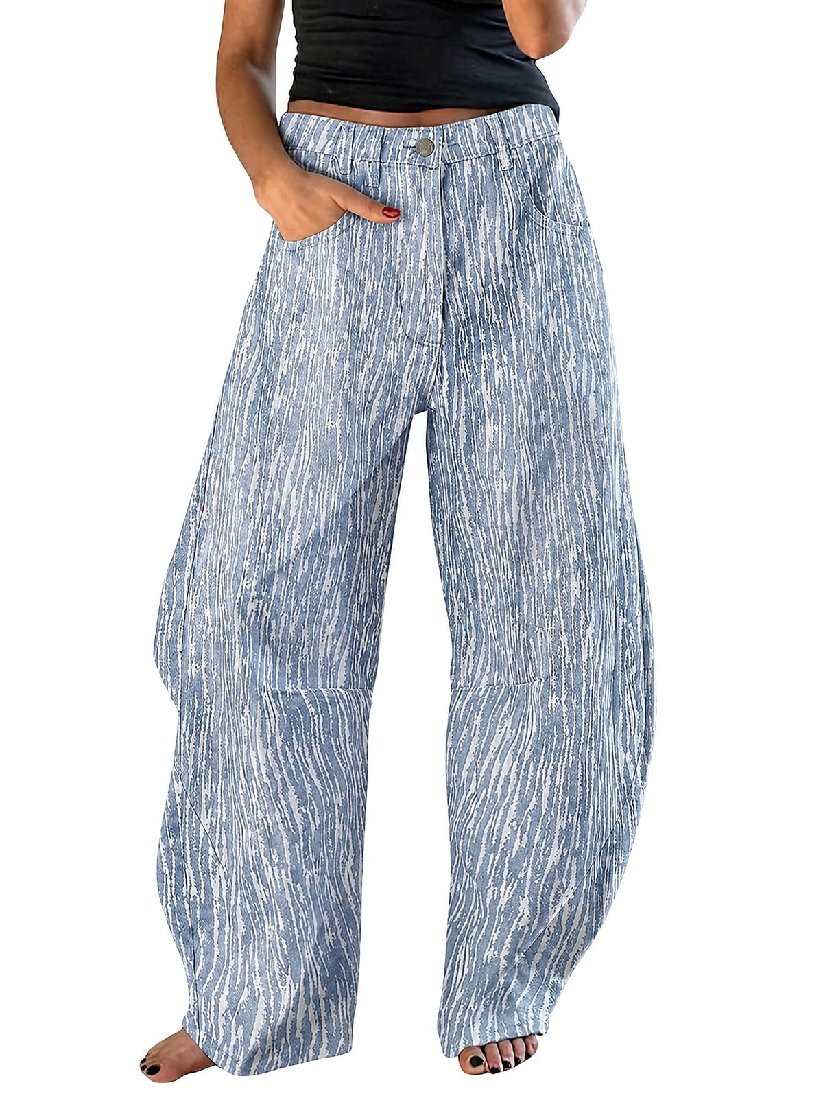 EXLURA Barrel Jeans Women Y2K Boyfriend Denim Pants Casual Baggy Jeans
