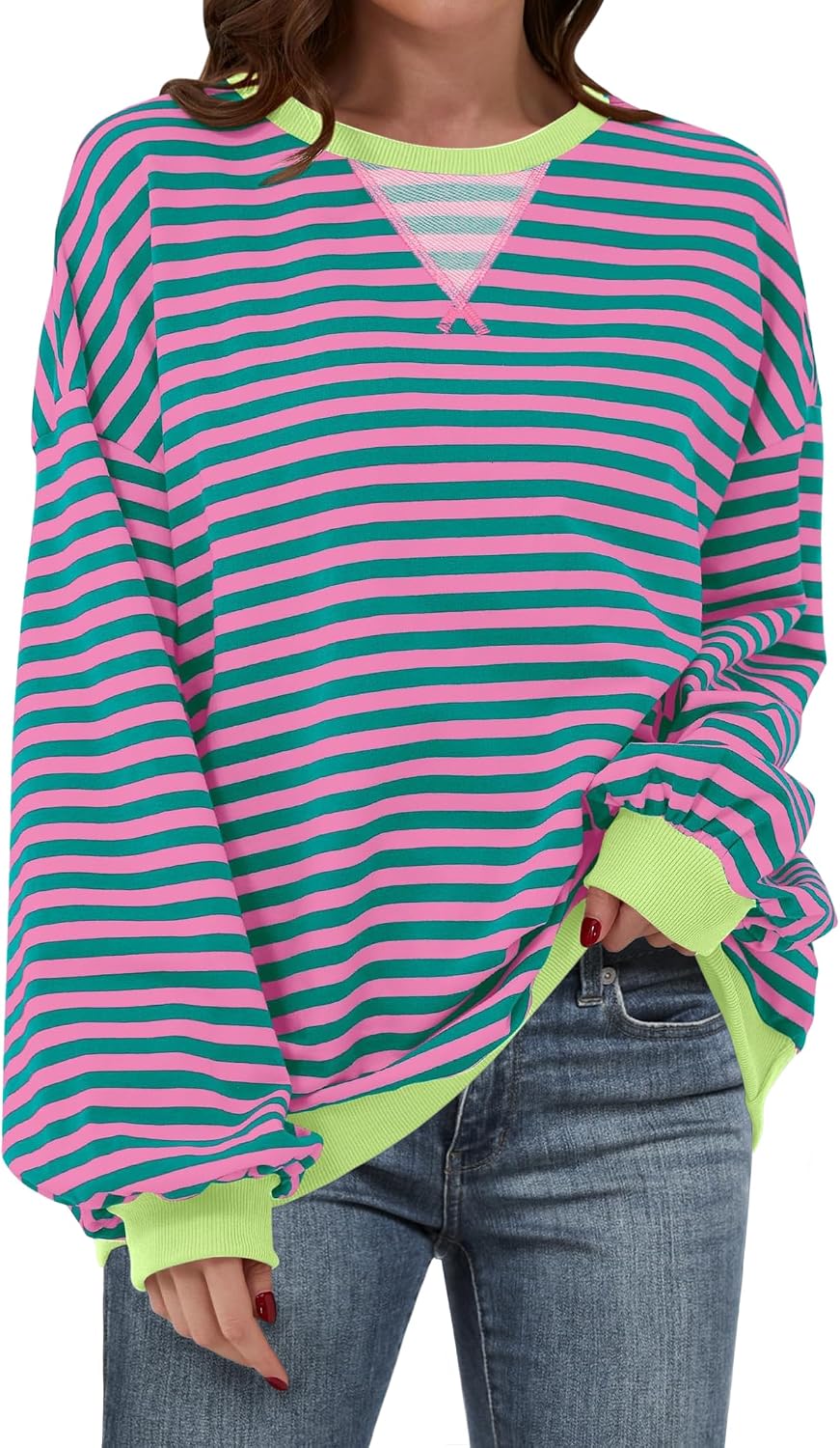 ANRABESS Women’s Striped Oversized Sweatshirts