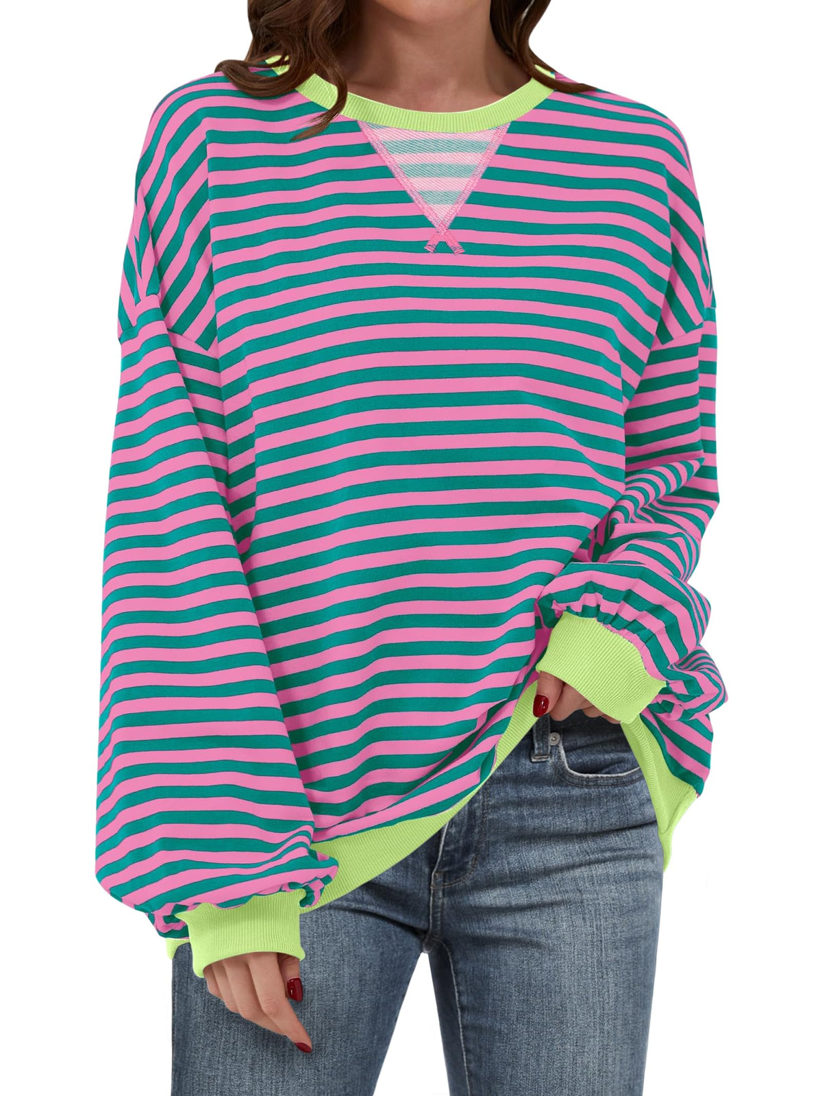 ANRABESS Women’s Striped Oversized Sweatshirts