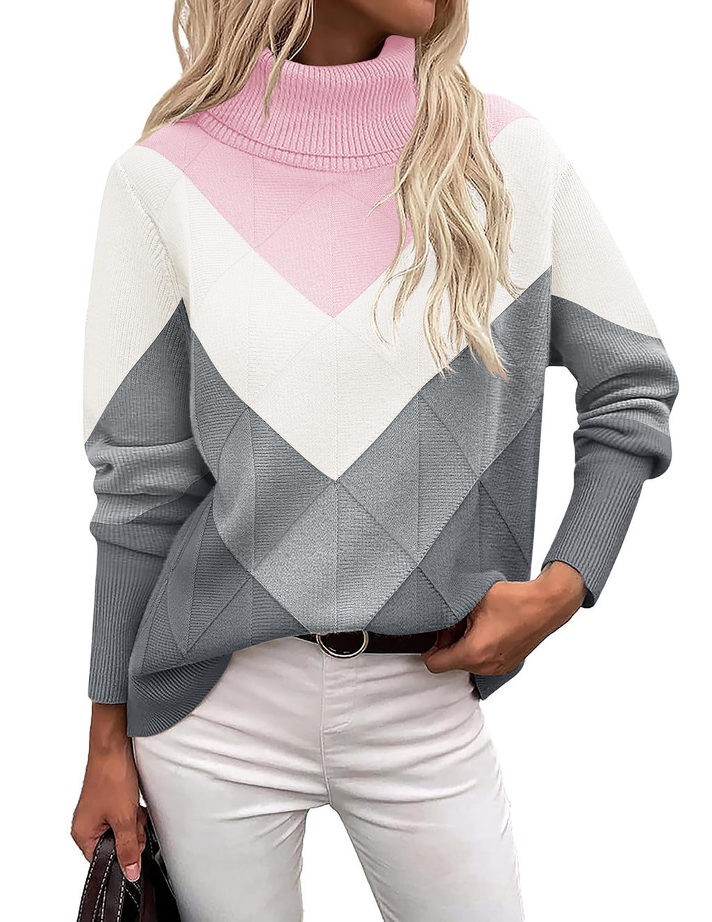 Zeagoo Women's Turtleneck Sweater Fall Winter 2026 Long Sleeve Chunky Knitted Trendy Pullover Tops