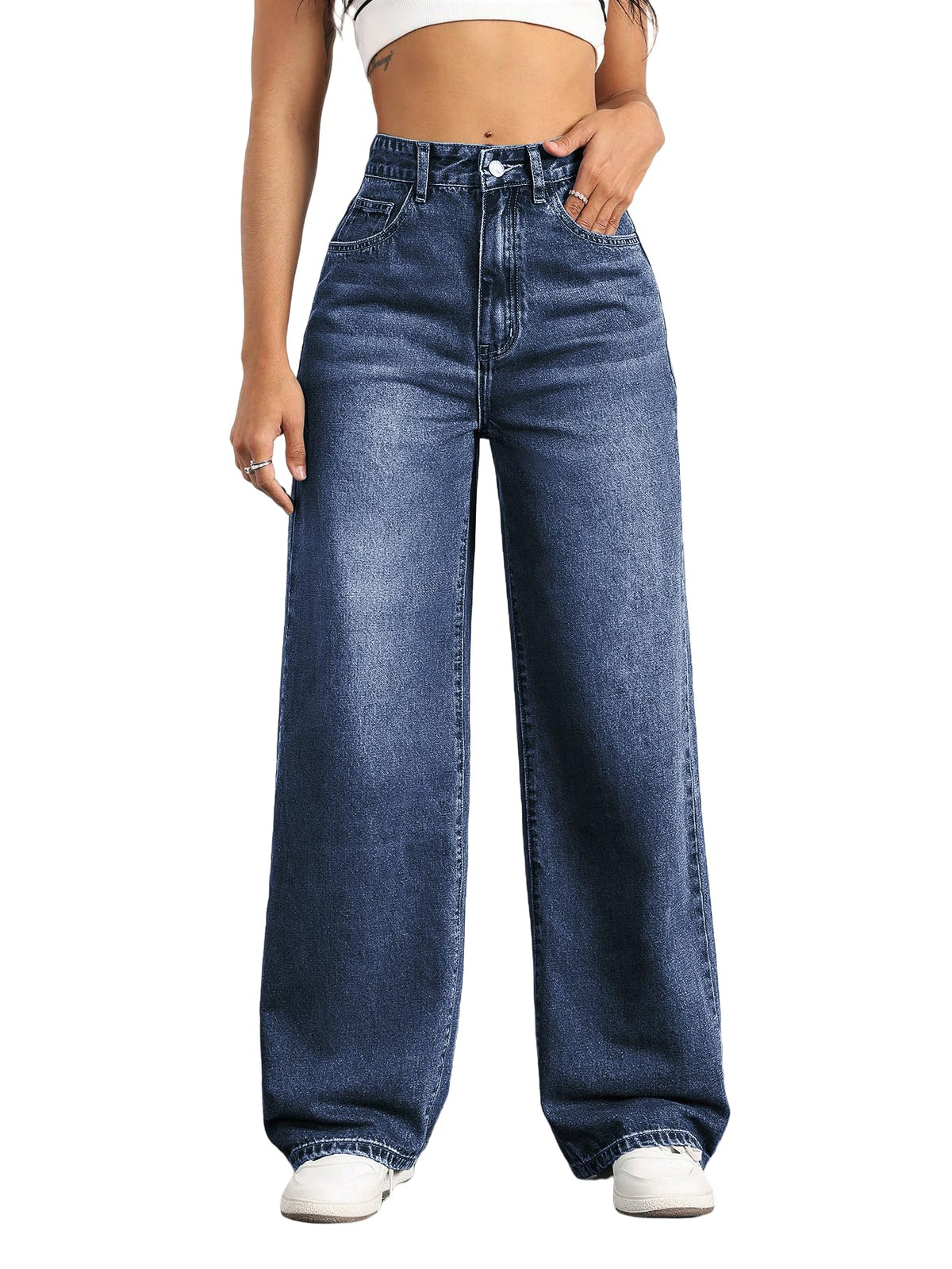 Straight Leg Jeans for Women High Waisted Wide Leg Denim Pants