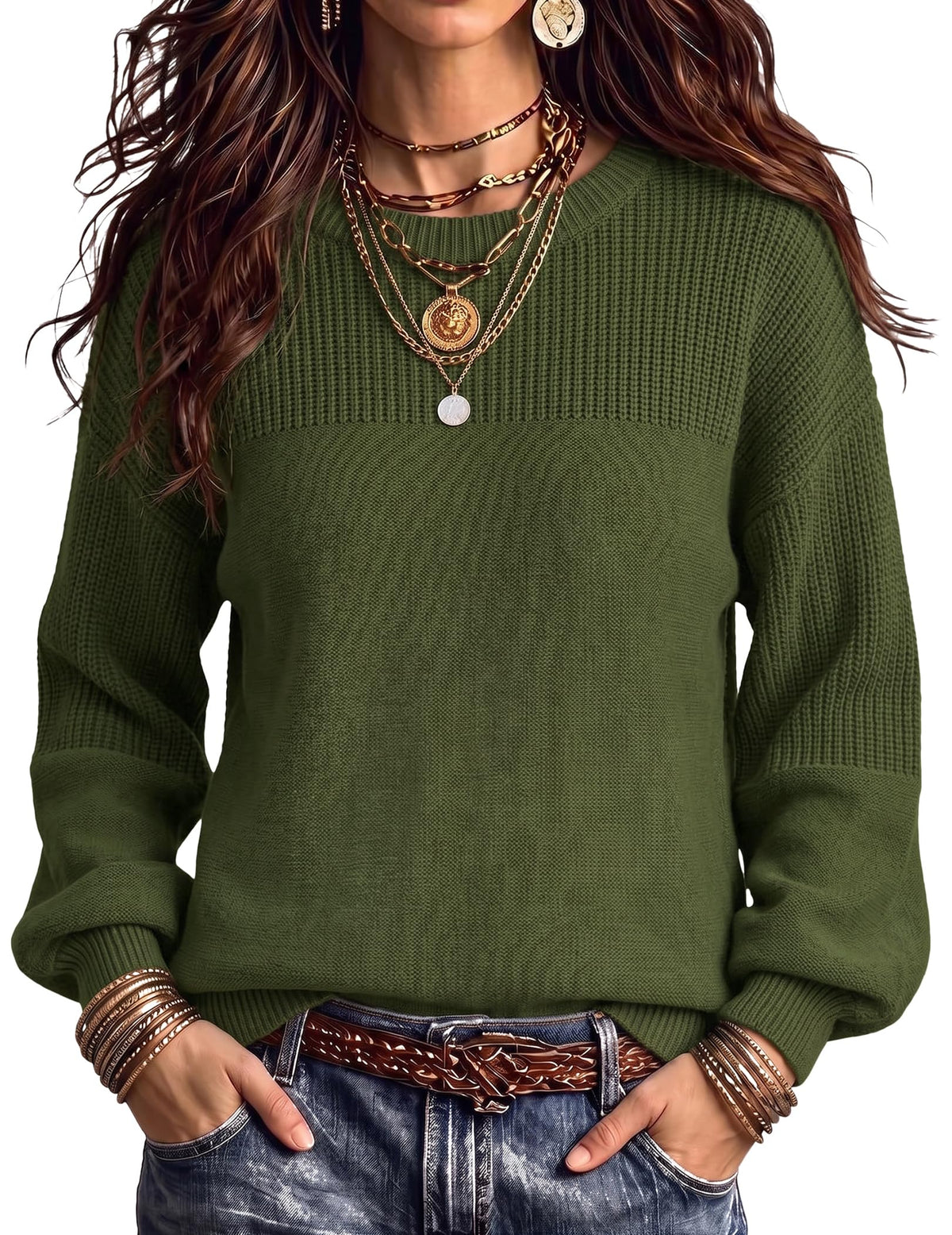 Zeagoo Sweaters for Women Cotton Loose Fit Chunky Knit Casual Fall Outfits