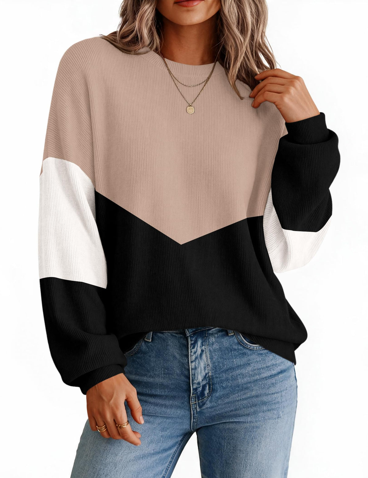 Zeagoo Oversized Sweater for Women 2026 Crewneck Long Sleeve Fall Clothes