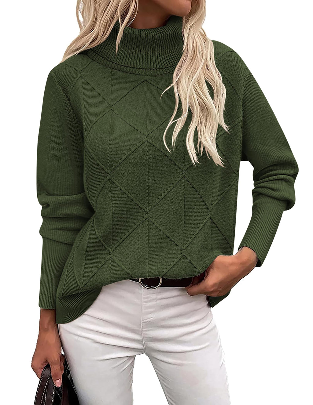 Zeagoo Women's Turtleneck Sweater Fall Winter 2026 Long Sleeve Chunky Knitted Trendy Pullover Tops