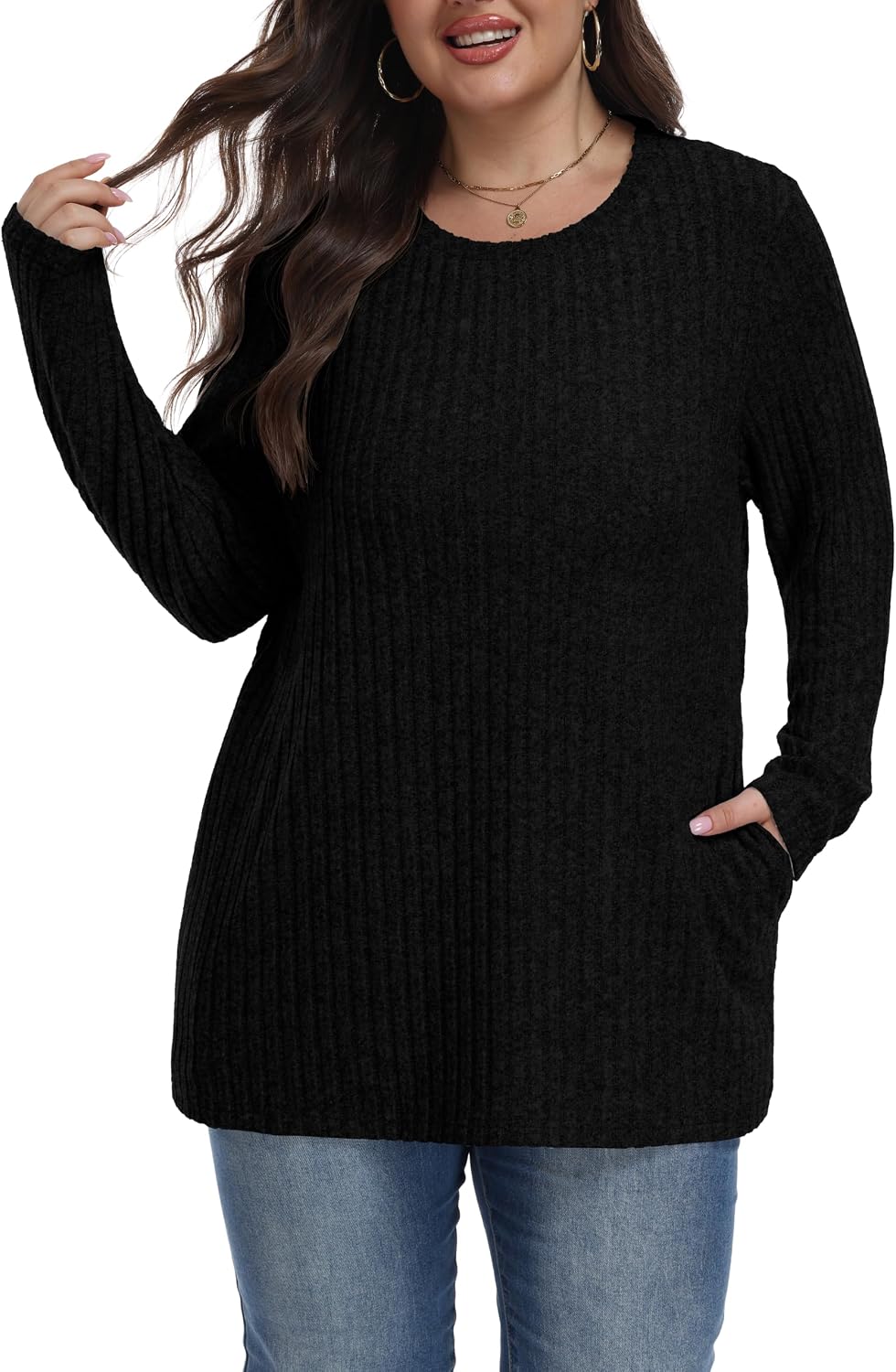 OLRIK Womens Plus Size Sweater Tunic Casual Lightweight Top Fall Fashion