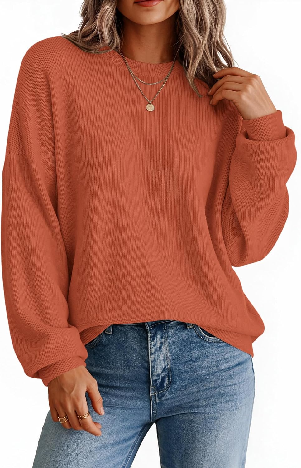Zeagoo Oversized Sweater for Women 2026 Crewneck Long Sleeve Fall Clothes