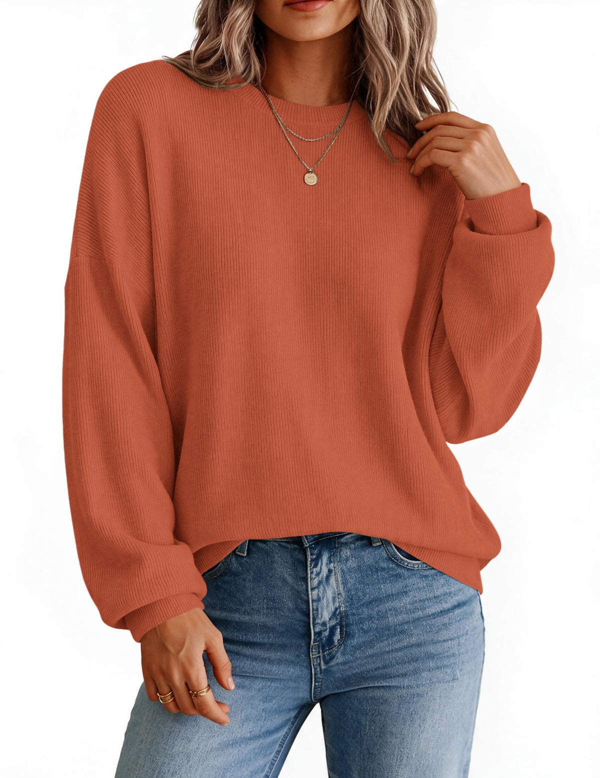 Zeagoo Oversized Sweater for Women 2026 Crewneck Long Sleeve Fall Clothes