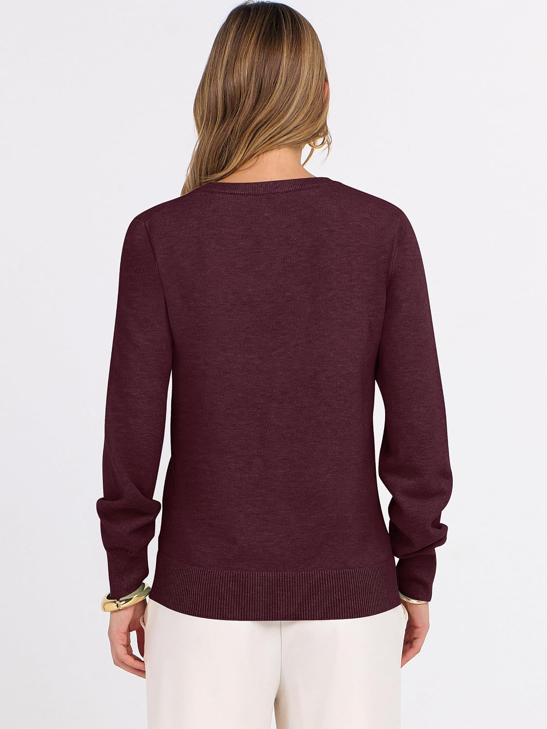 ANRABESS Women’s Fall Long Sleeve V Neck Lightweight Sweaters Top
