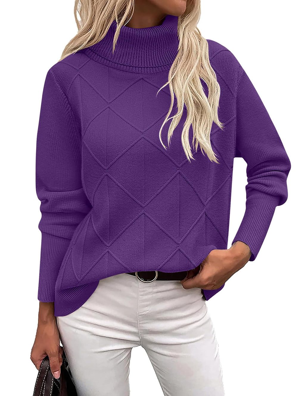 Zeagoo Women's Turtleneck Sweater Fall Winter 2026 Long Sleeve Chunky Knitted Trendy Pullover Tops