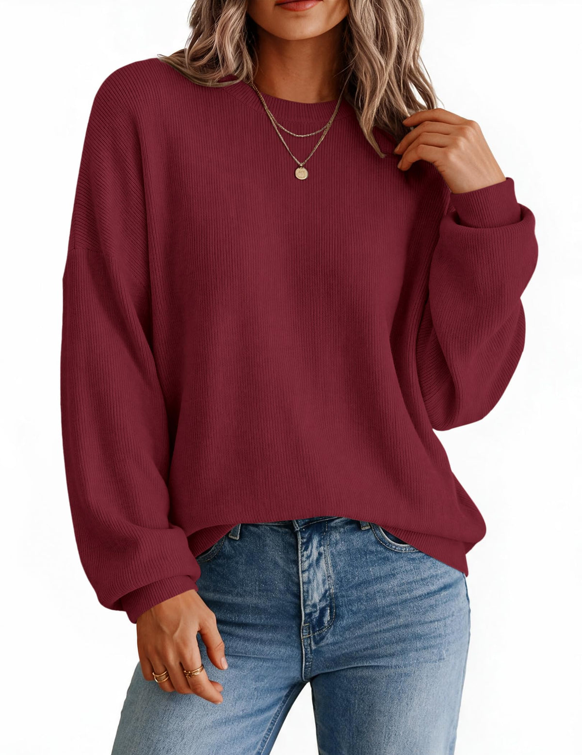 Zeagoo Oversized Sweater for Women 2026 Crewneck Long Sleeve Fall Clothes