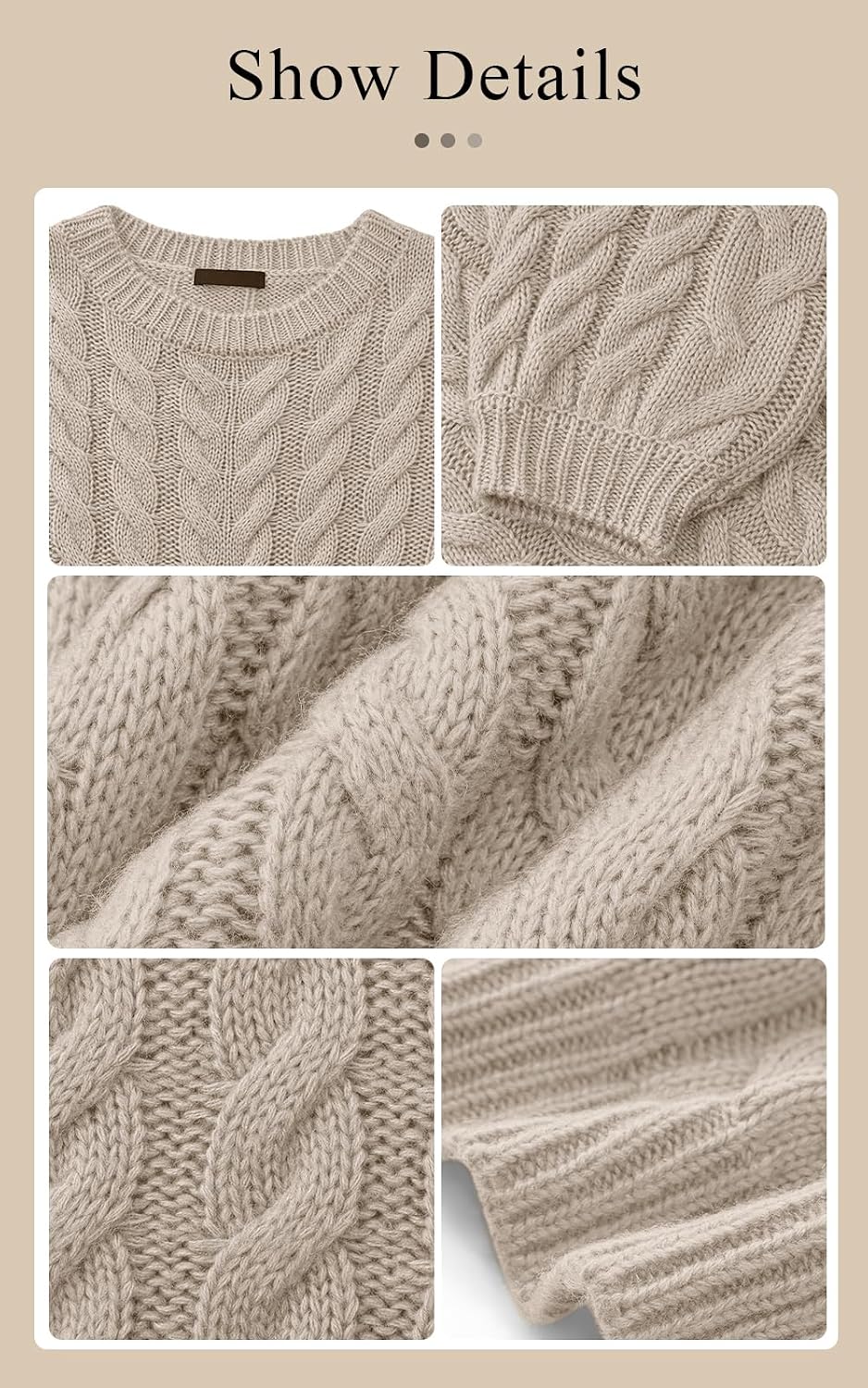 PRETTYGARDEN Womens Sweaters Fall 2026 Cable Knit Long Sleeve Crewneck Oversized Sweater Chunky Pullover Loose Outfits